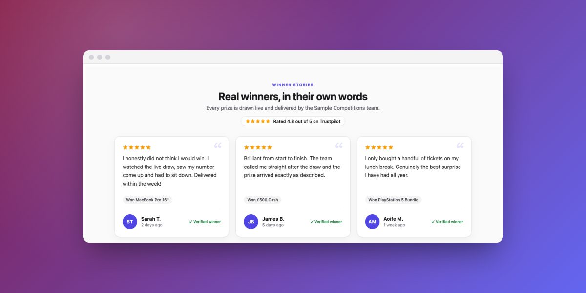 Winner Testimonials